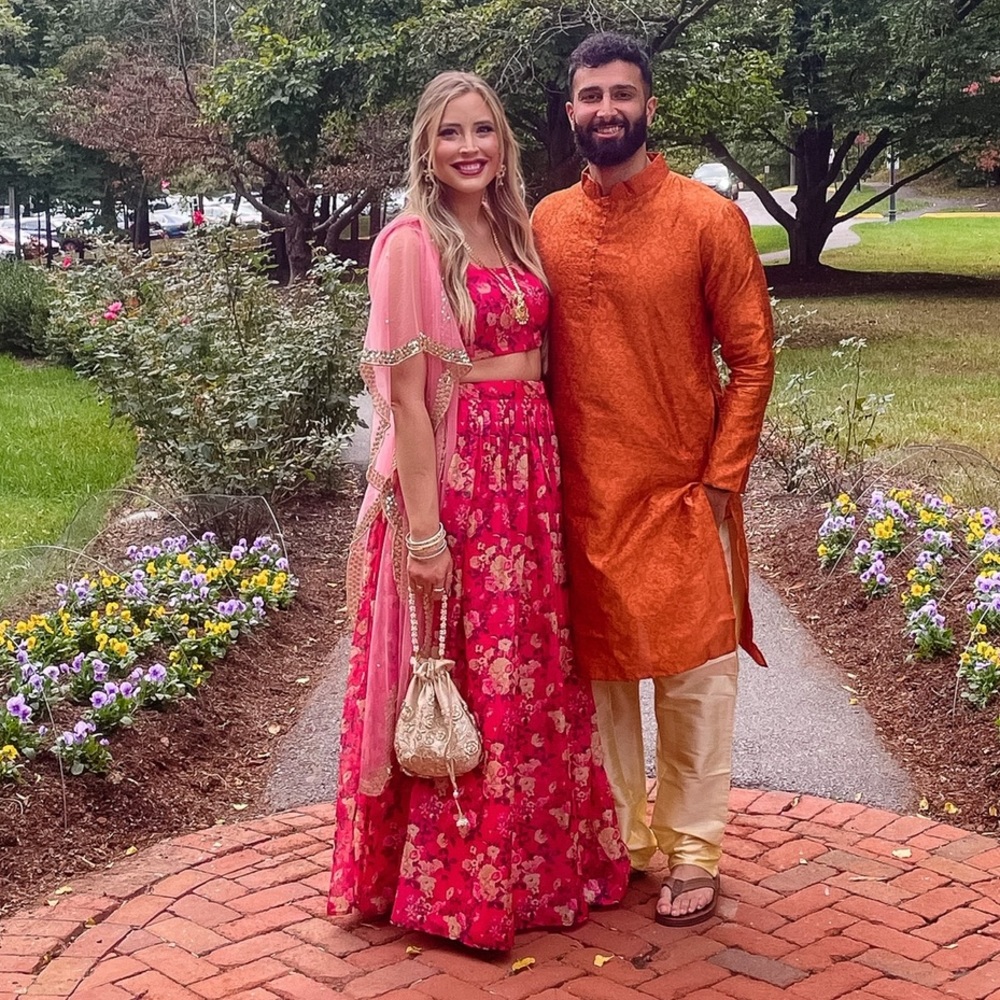 *SOLD* Indian Red Floral Organza Lehenga Choli